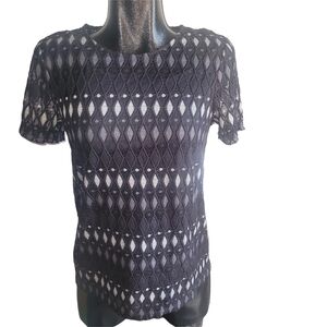 Laundry By Shelli Segal Black Lace Short Sleeve Top 6